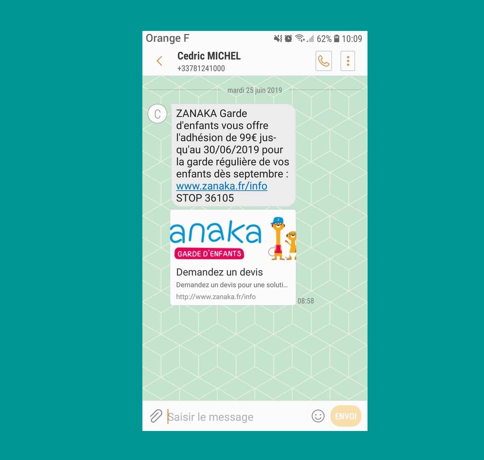 Campagne SMS - Zanaka